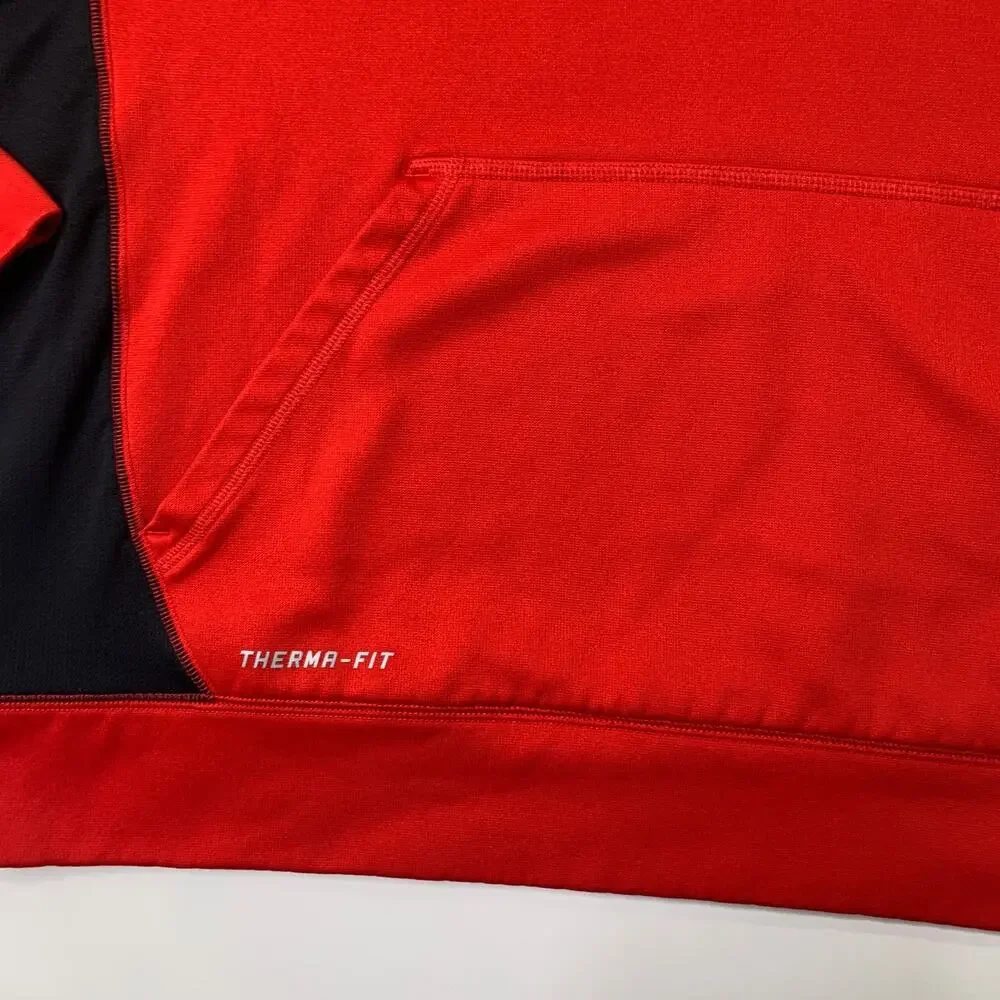 Nike Sweatshirt Men Large Red Therma Fit Pullover Training Hoodie Fleece Workout